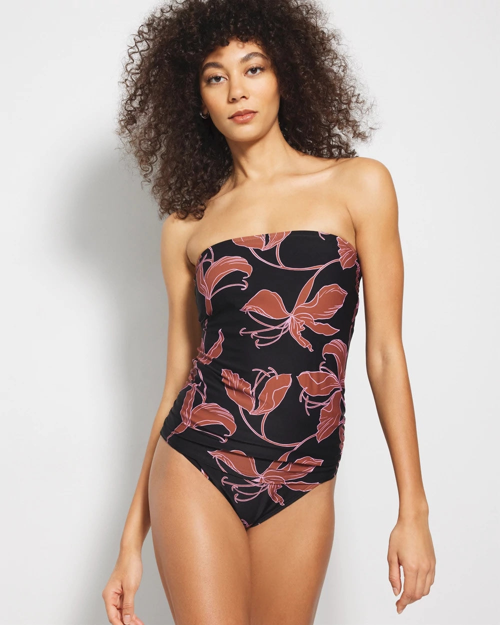 STAMPED TROPICS M BK BRN - Bandeau Tankini Top | Soma