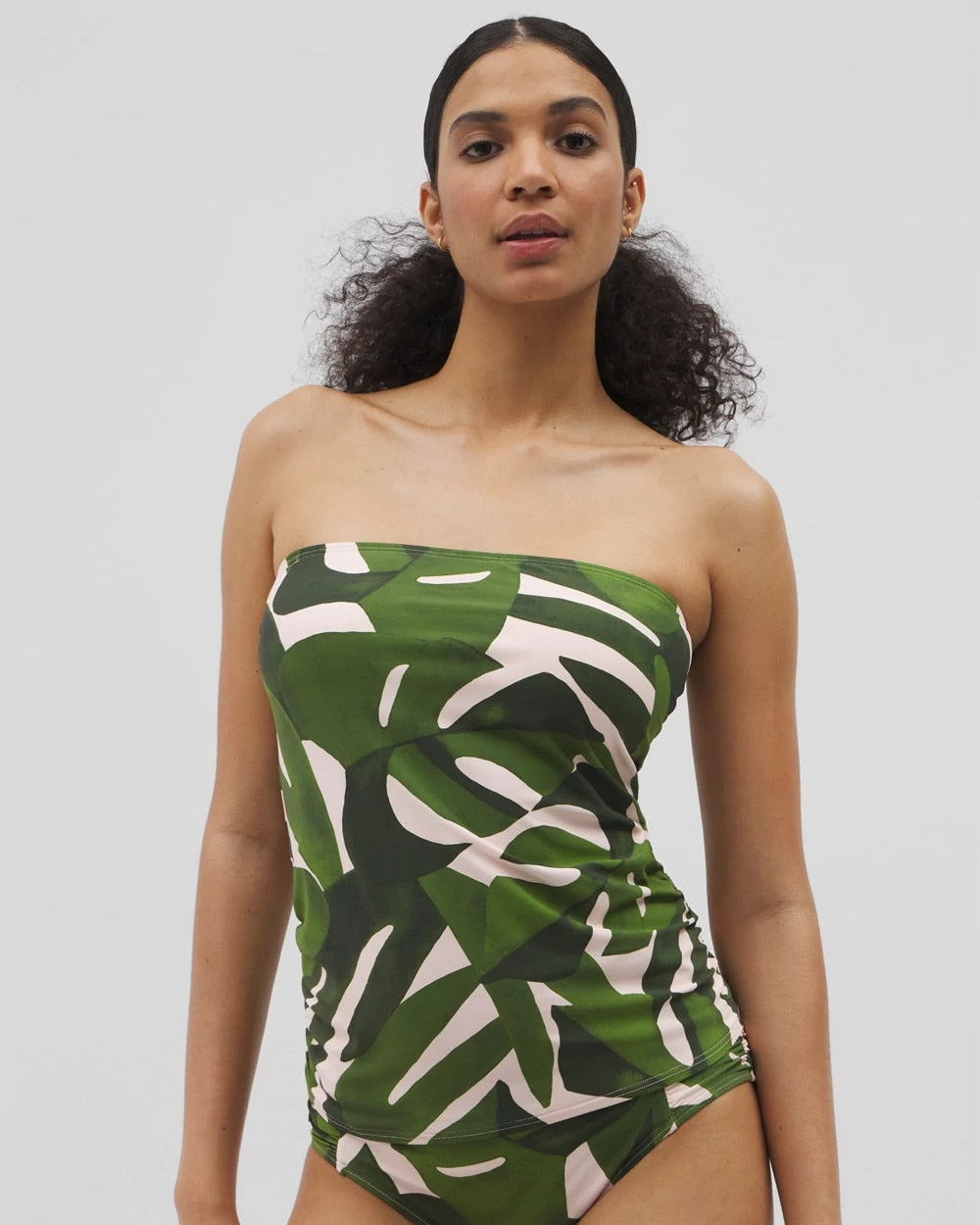 TROPICAL BREEZE MID PALM - Soma Swim Bandeau Tankini Top | Soma