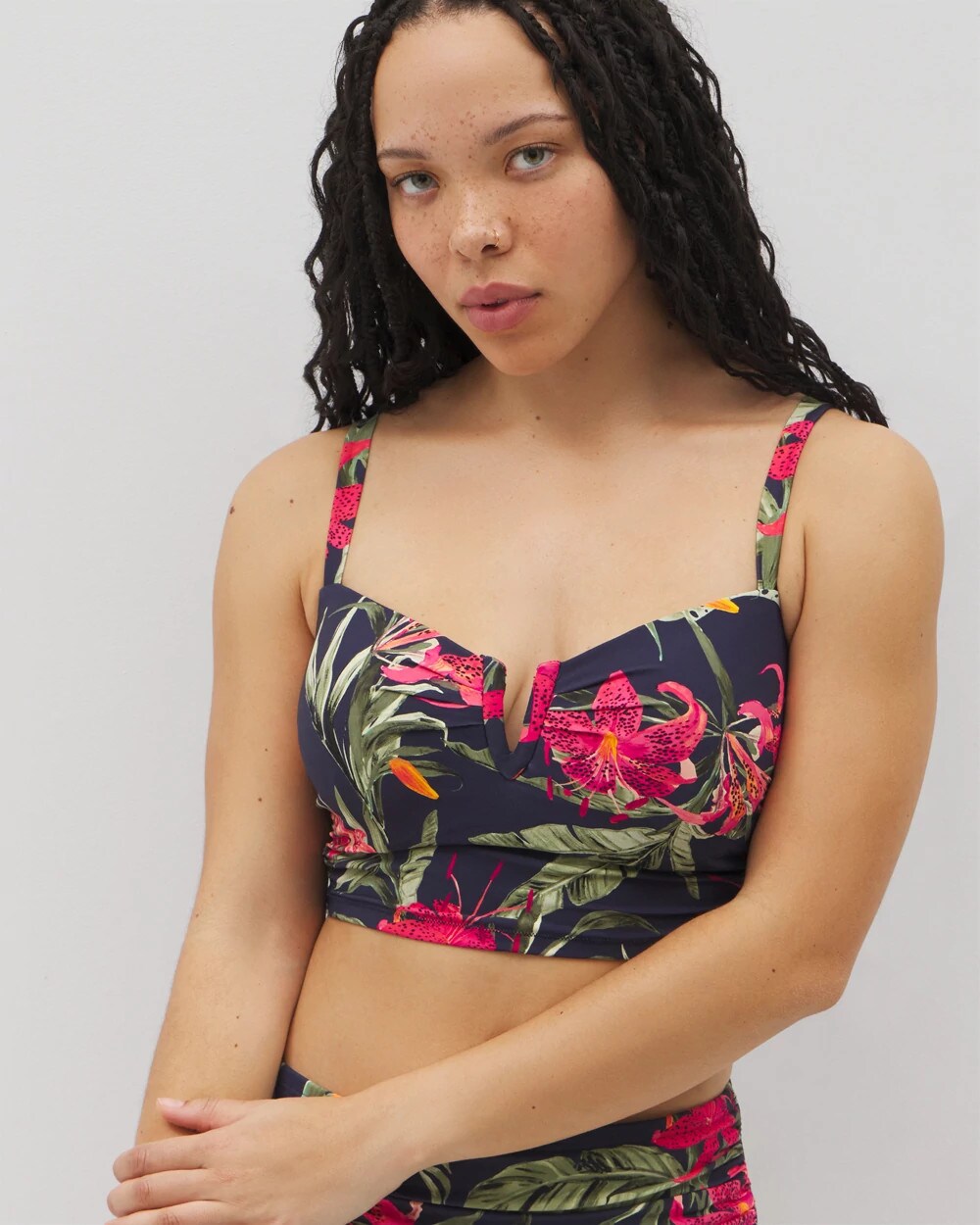 LE TIGRE TROPICAL NAVY - Soma Swim V-Wire Cropped Bikini Top | Soma