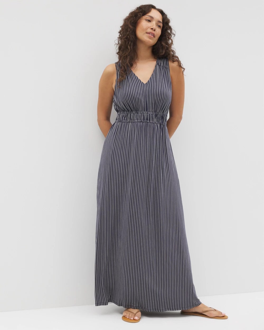 DESTIN STRIPE NAVY - Riviera Surplice Maxi Bra Dress | Soma