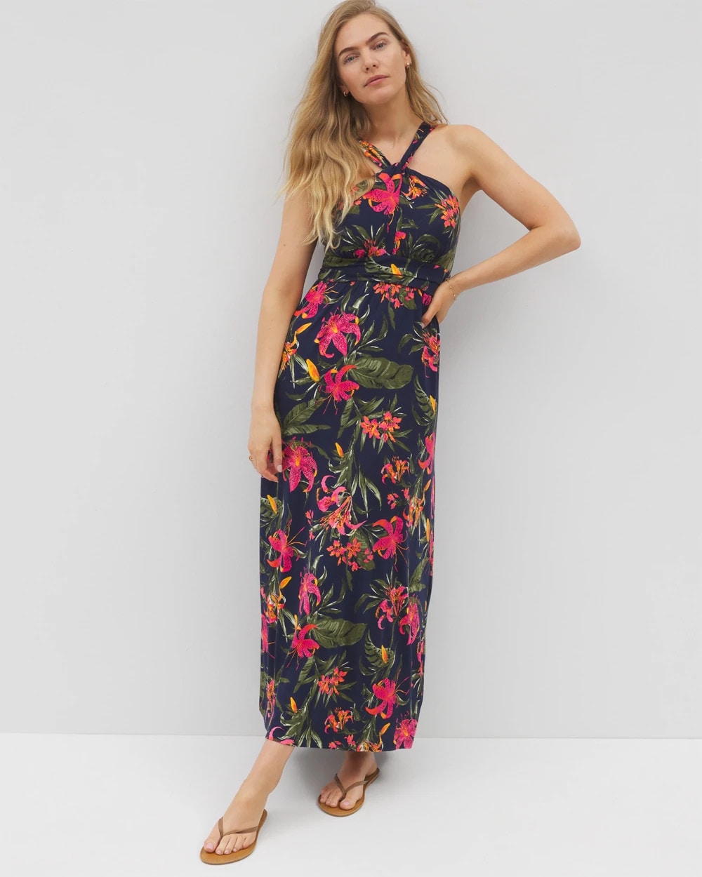 LE TIGRE TROPIC NAVY - Bayside Halter Maxi Bra Dress | Soma