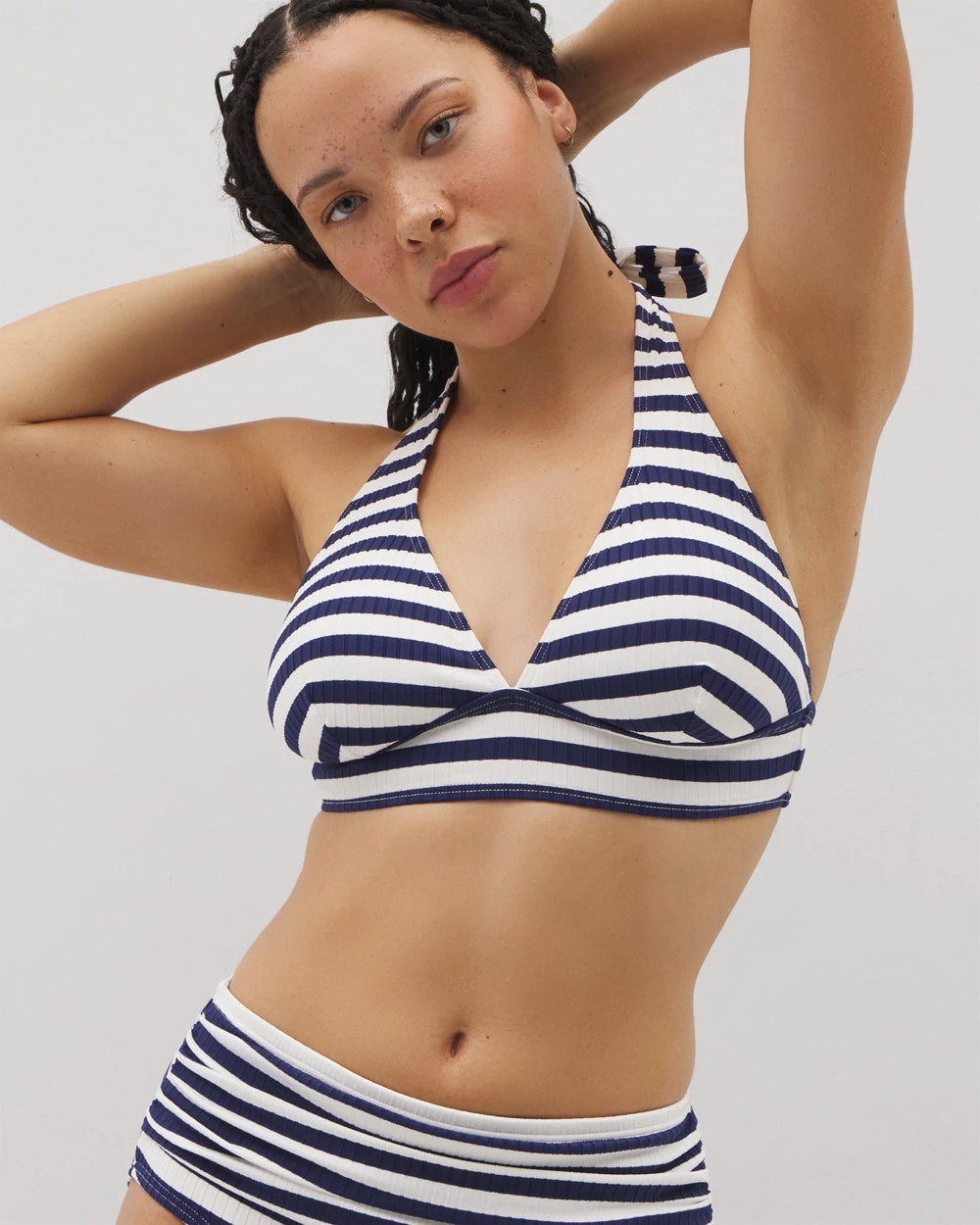 WIND DOWN STRIPE COCONUT - Soma Swim Shirred Halterkini Top | Soma