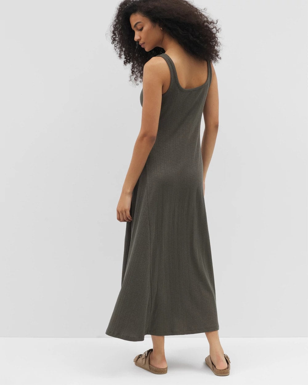 DARK GRAY OLIVE - Rib Square Neck Lounge Dress | Soma