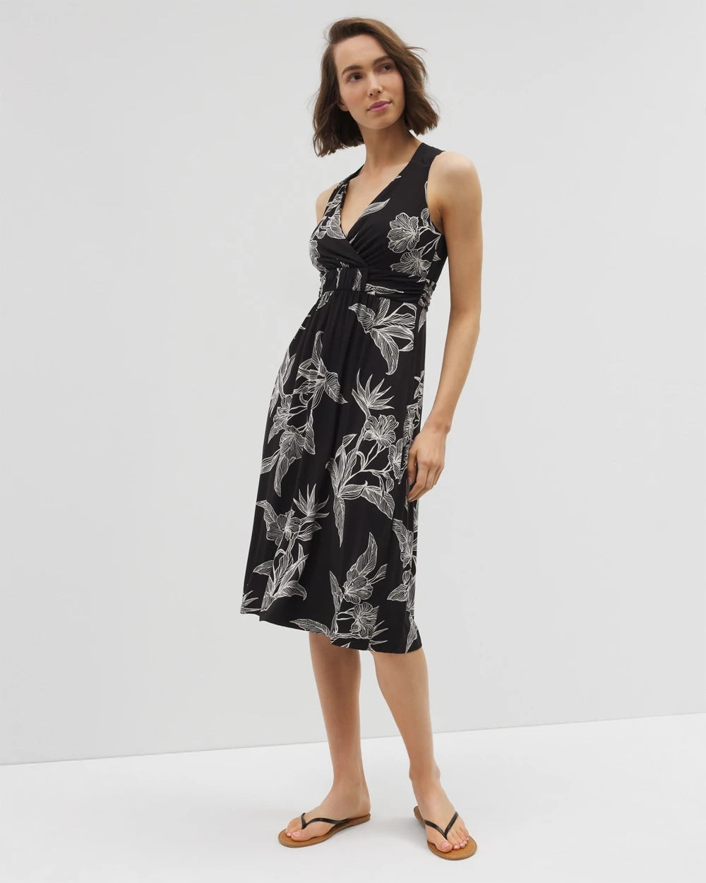 PLUMERIA BLOOMS GRAND BLK - Cross Back Strap Bra Dress | Soma