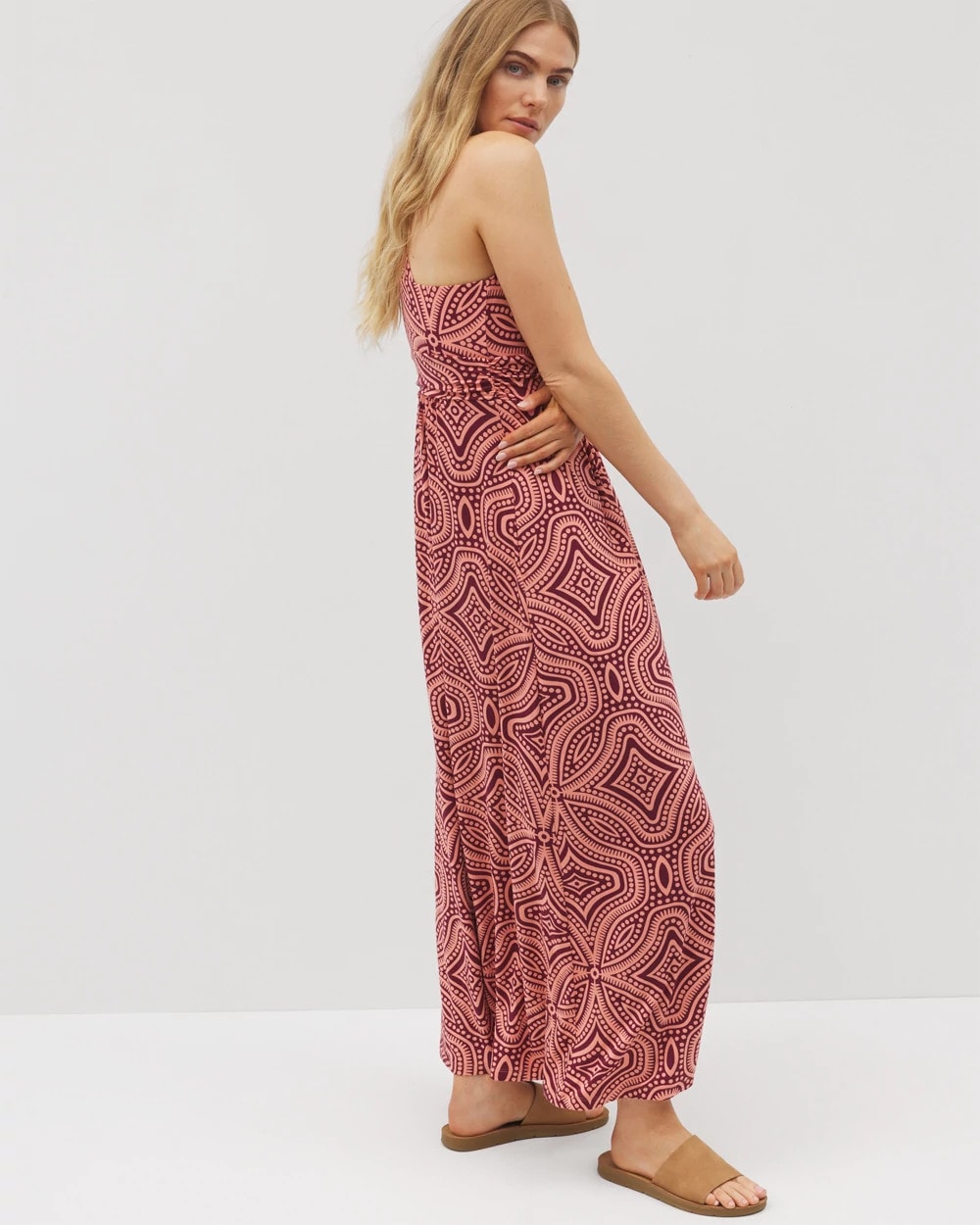 GOA GEO GRAND VELVET PLUM - Isla Cross Back Maxi Bra Dress | Soma