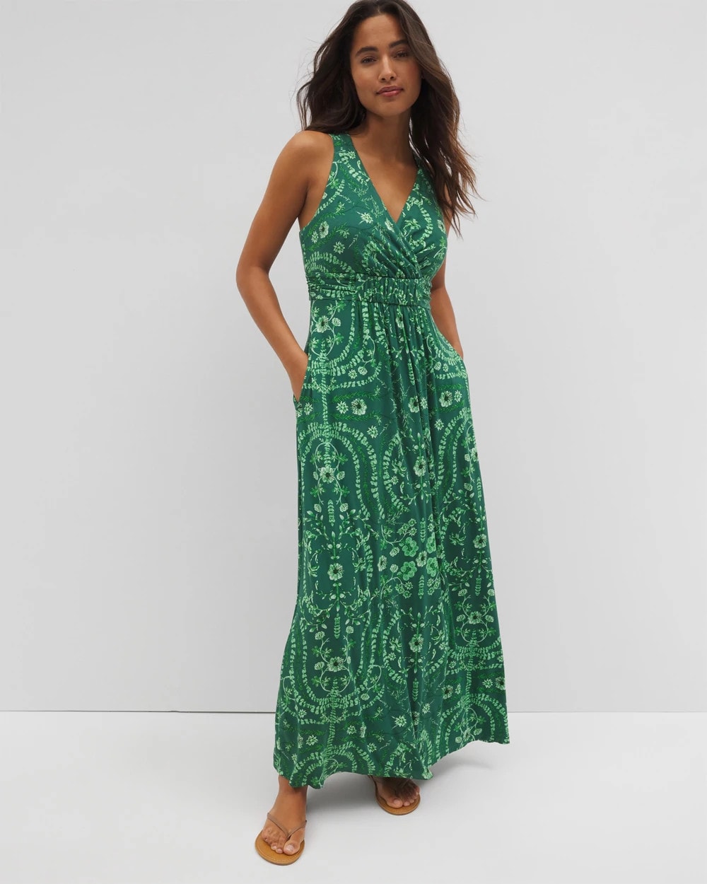 TROPICAL TRELLIS GREEN - Isla Cross Back Maxi Bra Dress | Soma