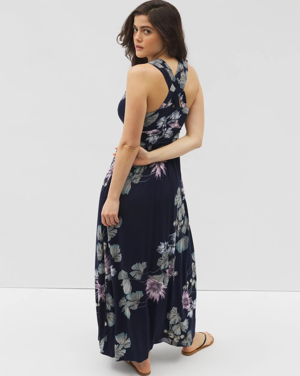 BOTANICAL BLISS NAVY - Isla Cross Back Maxi Bra Dress | Soma