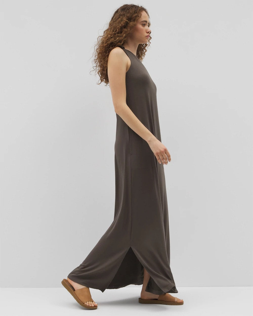 DARK GRAY OLIVE - One-Shoulder Maxi Bra Dress | Soma