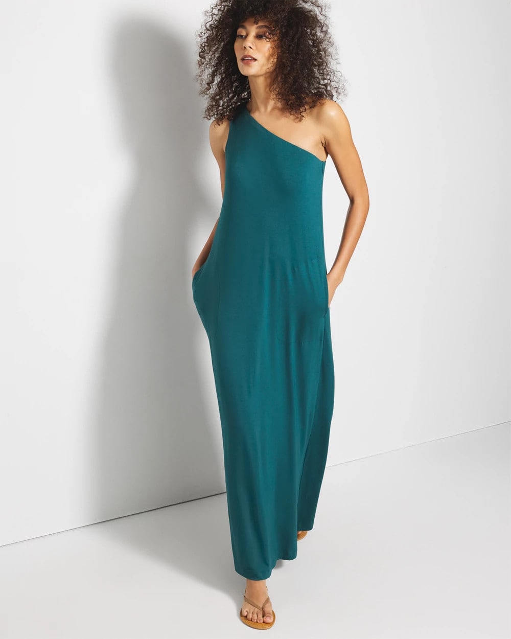 DEEP TEAL - One-Shoulder Maxi Bra Dress | Soma