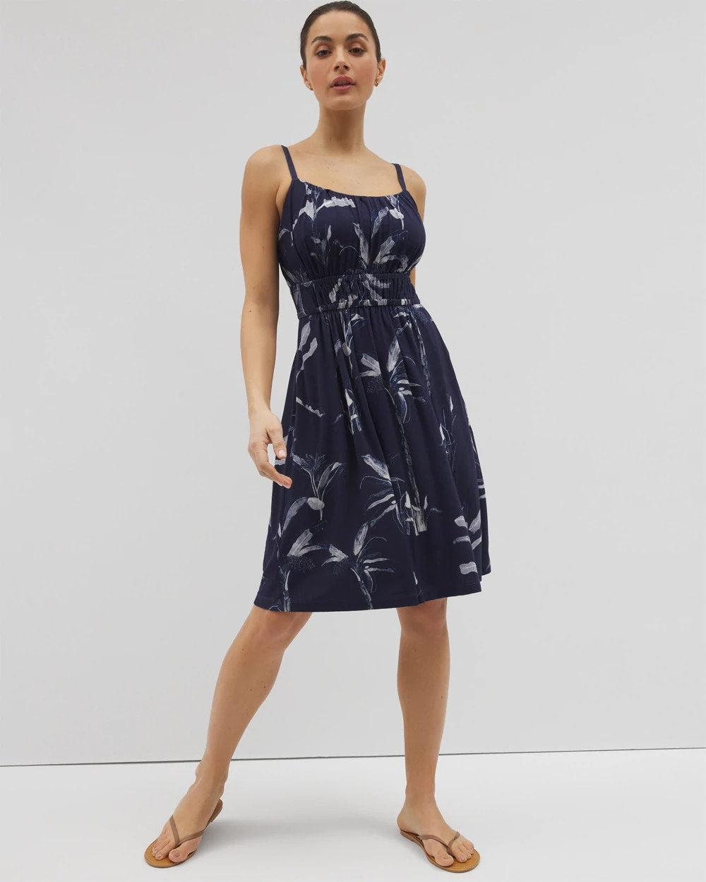 PALM TOILE NIGHTFALL NAVY - Paradiso Short Bra Dress | Soma