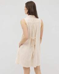 PALE SAND STRIPE - Beach Cotton Short Dress | Soma