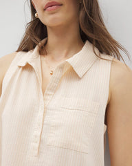 PALE SAND STRIPE - Beach Cotton Short Dress | Soma