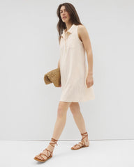 PALE SAND STRIPE - Beach Cotton Short Dress | Soma