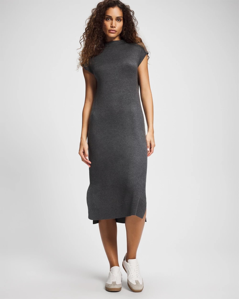 HEATHER QUARTZ - Premier Knit Sweater Funnel Neck Midi Dress | Soma