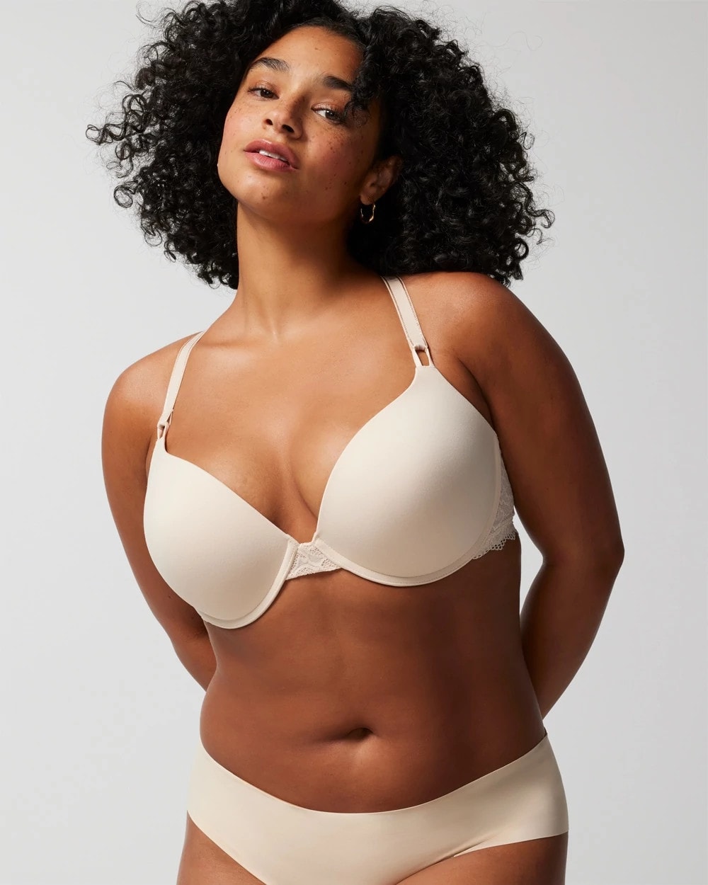 PALE SAND - Push-Up Plunge Bra with Lace | Soma