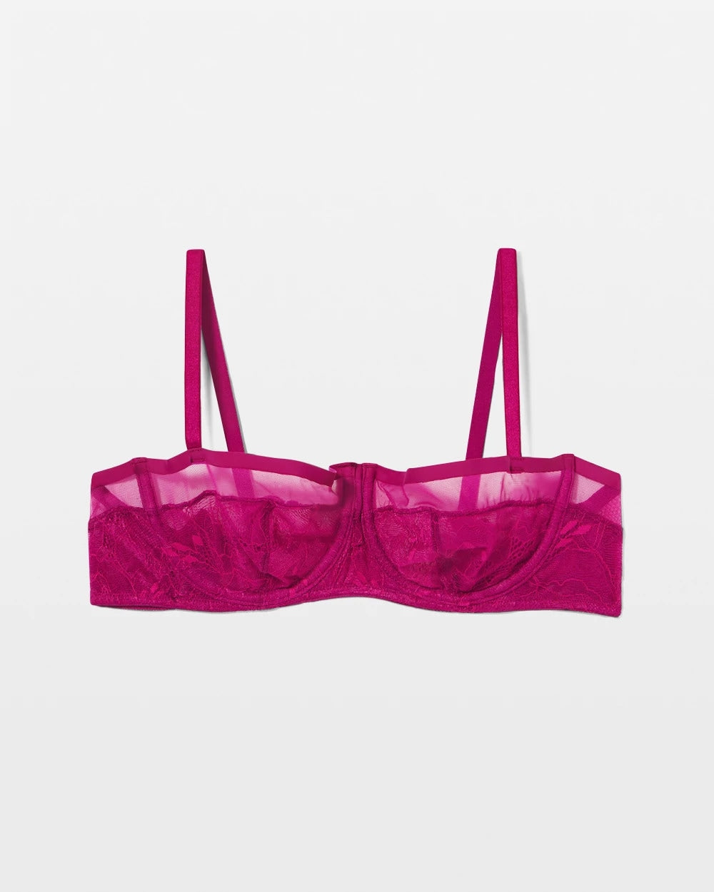 MAGENTA ORCHID - Sheer Lace Unlined Balconette Bra | Soma