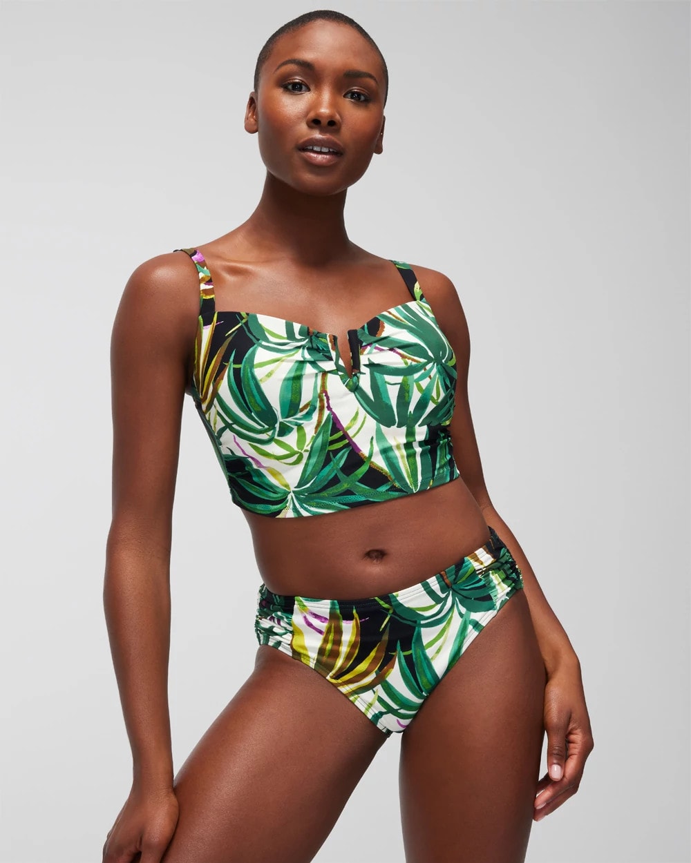BUNGALOW PALMS MINI IVORY - Ruched Bikini Bottoms | Soma