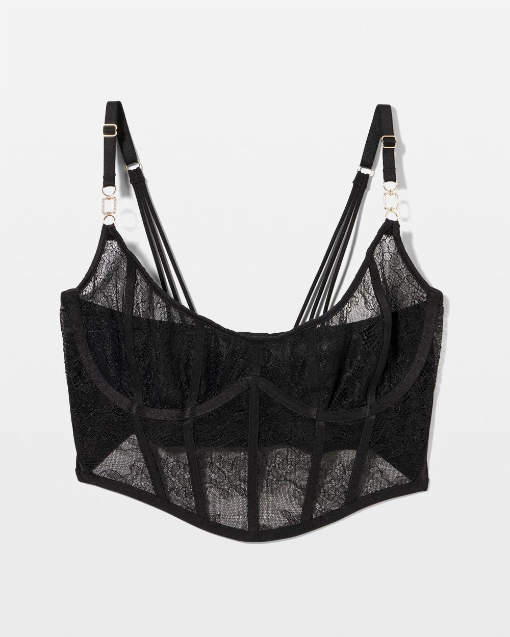 BLACK - Sheer Glam Long Line Scoop Bralette | Soma