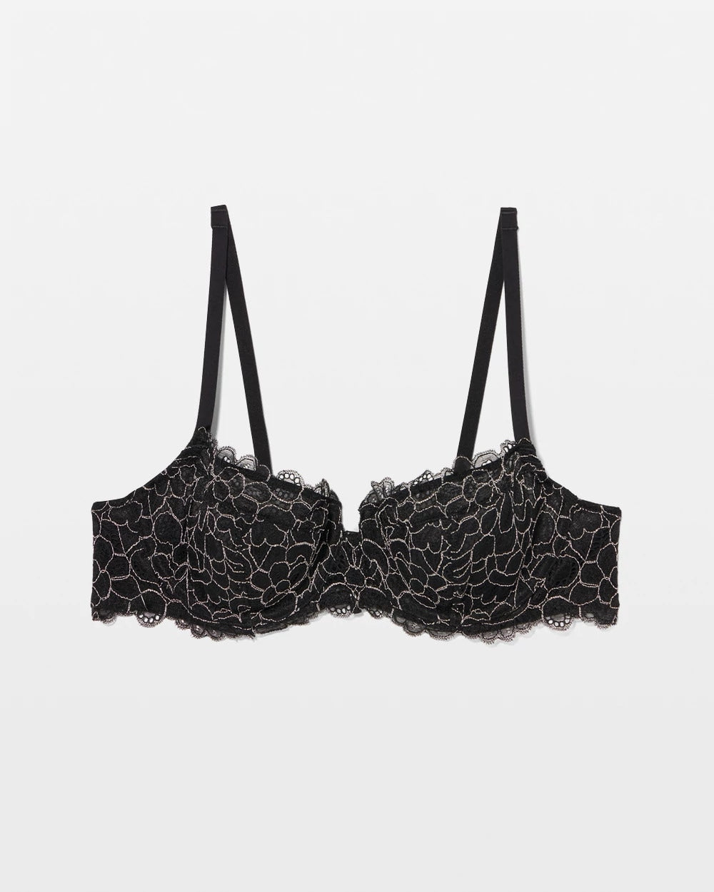 BLACK/IVORY CD - Soma Balconette Unlined Bra with Lace | Soma
