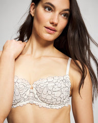 IVORY/BLACK CD - Soma Balconette Unlined Bra with Lace | Soma