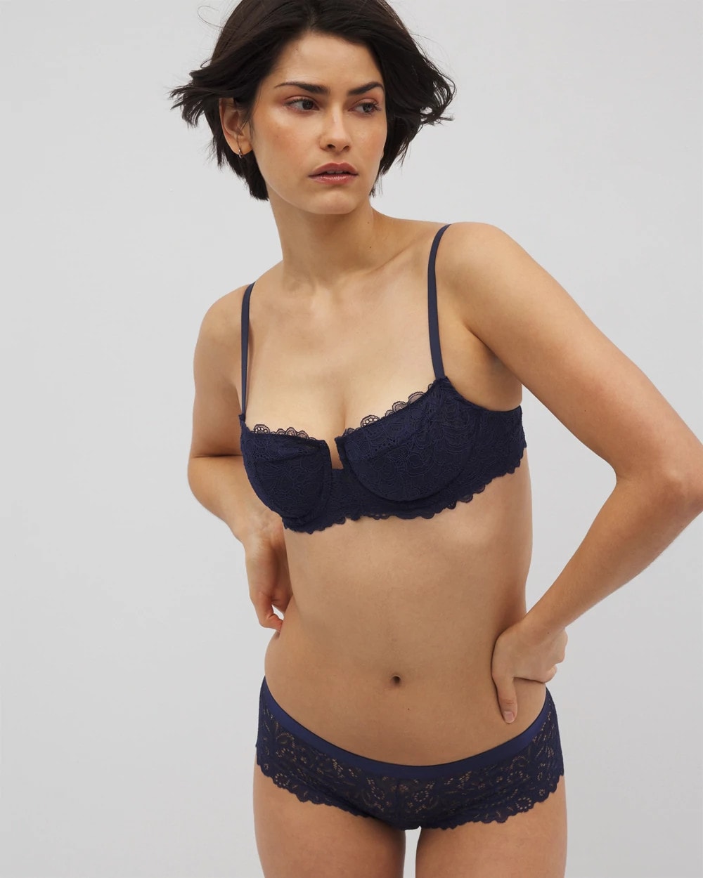 NIGHTFALL NAVY - Soma Balconette Unlined Bra with Lace | Soma