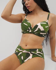 TROPICAL BREEZE MID PALM - Soma Swim Twist-Front Bikini Bottoms | Soma
