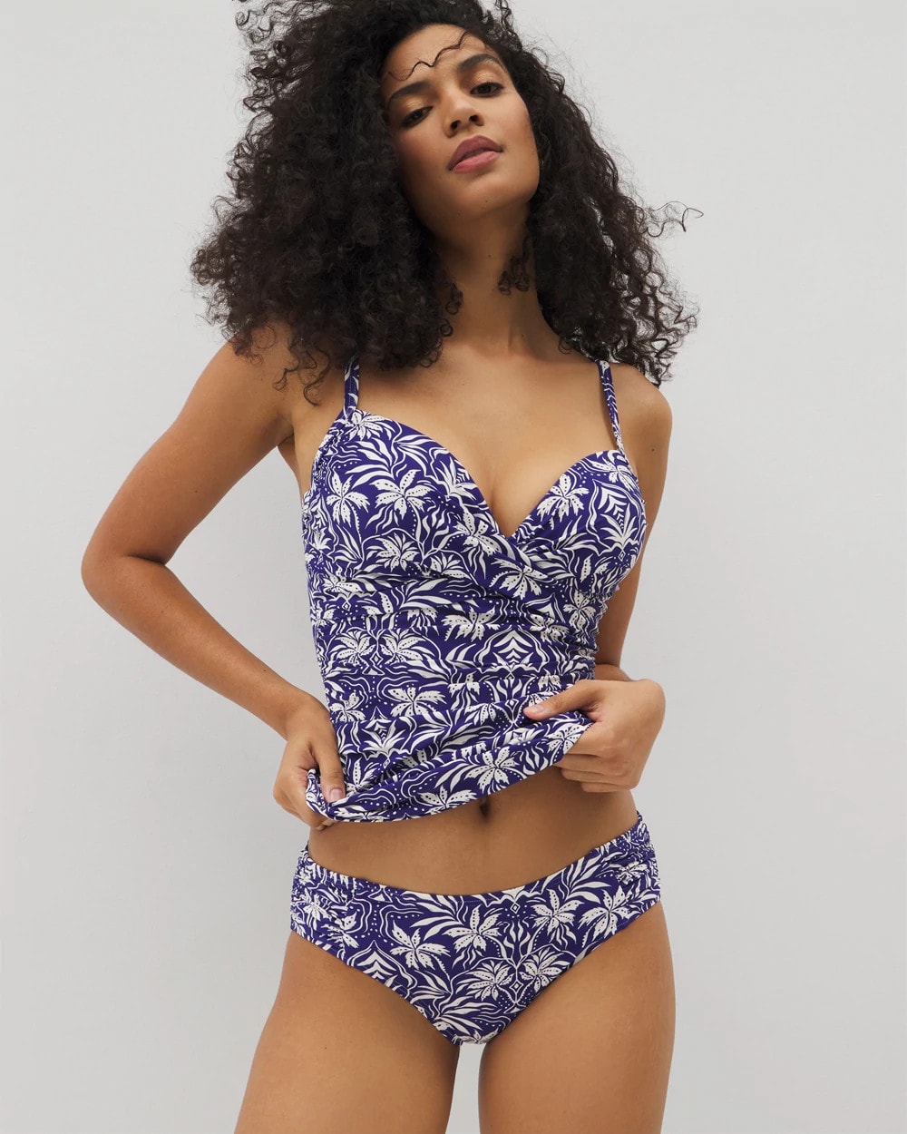 TROPIC TILES TRUE BLUE - Ruched Side Bikini Bottom | Soma