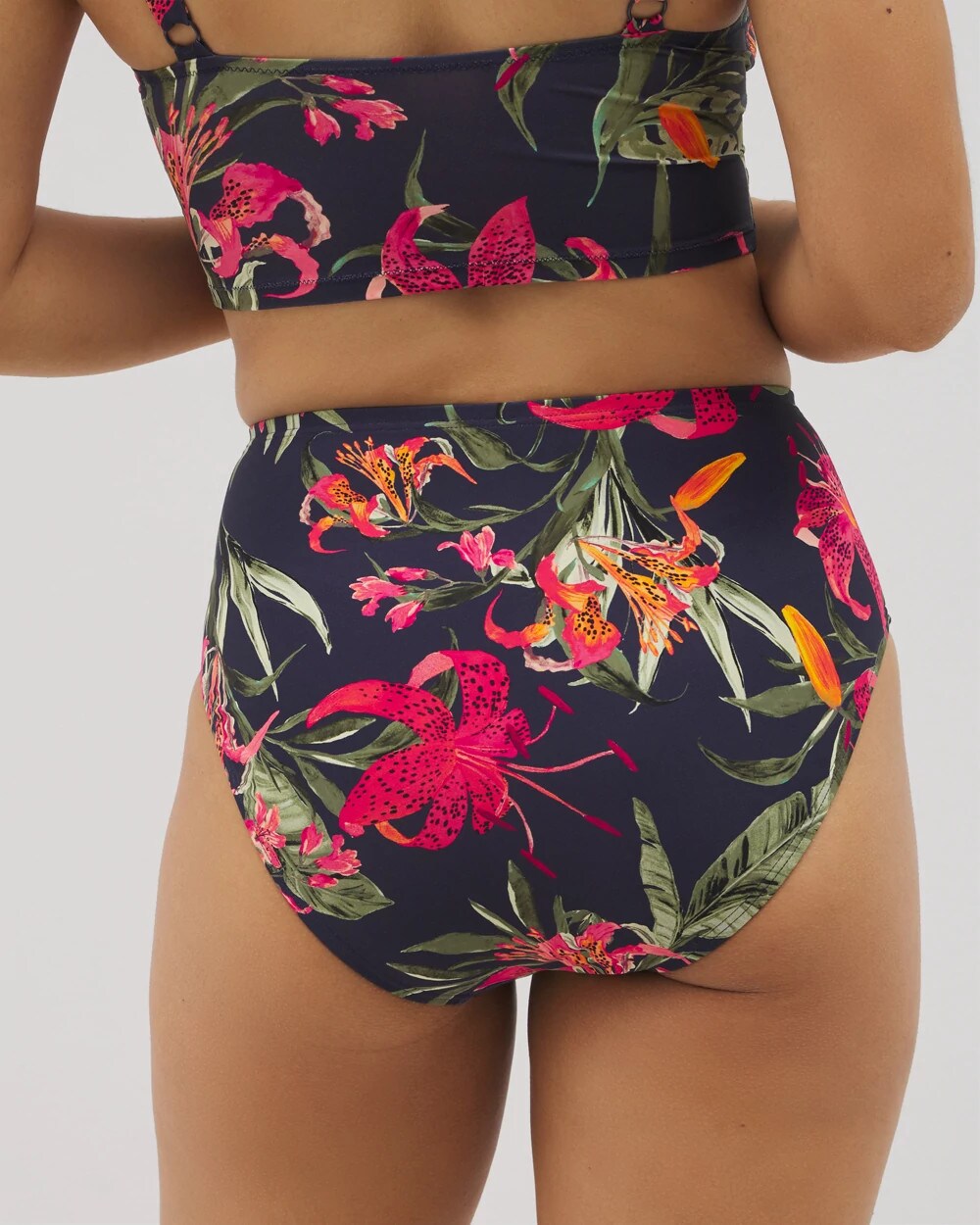 LE TIGRE TROPICAL NAVY - Soma Swim Ruched High-Waist Bikini Bottom | Soma