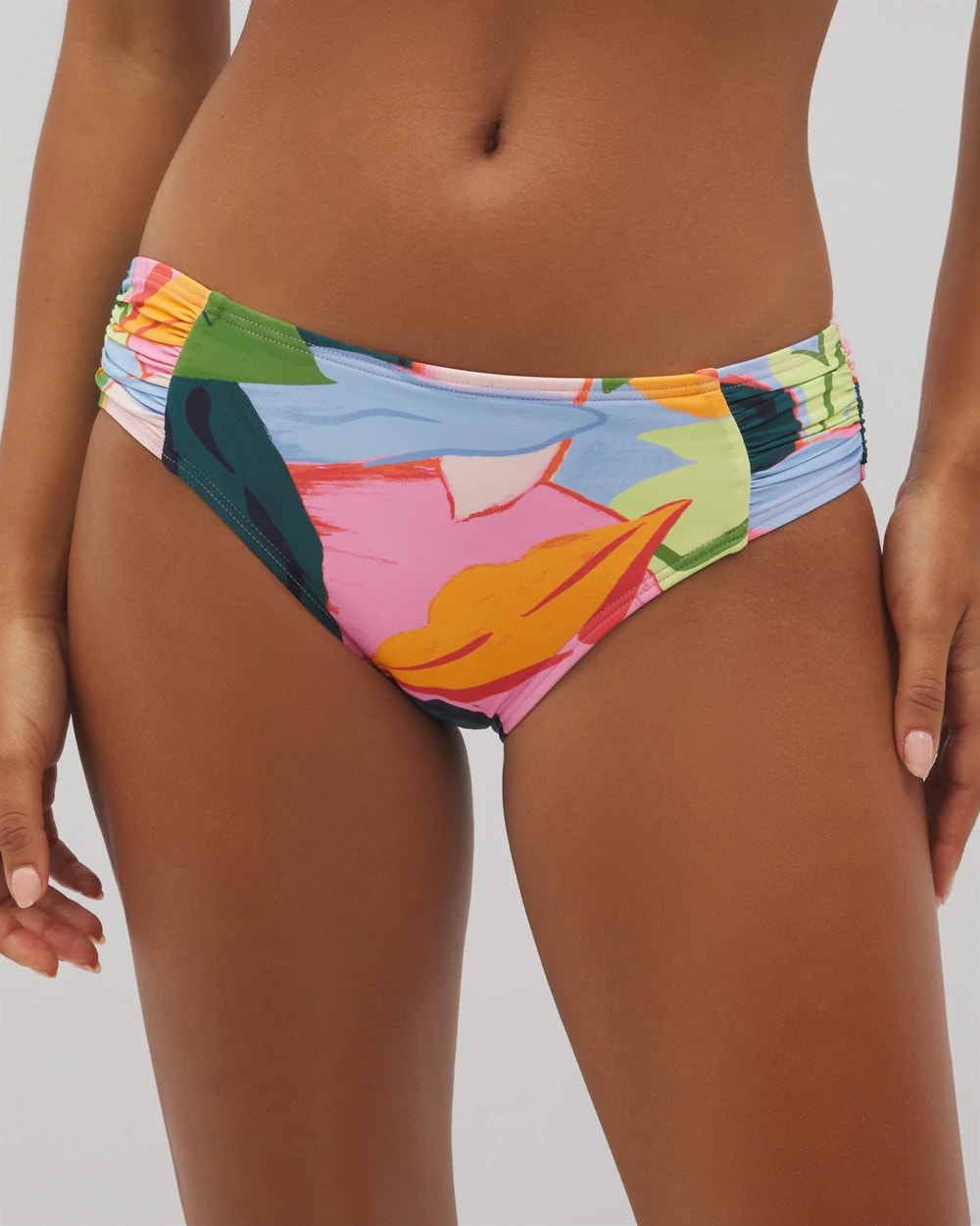 FLIRTY FLORA DARK SEA - Soma Swim Ruched Bikini Bottoms | Soma