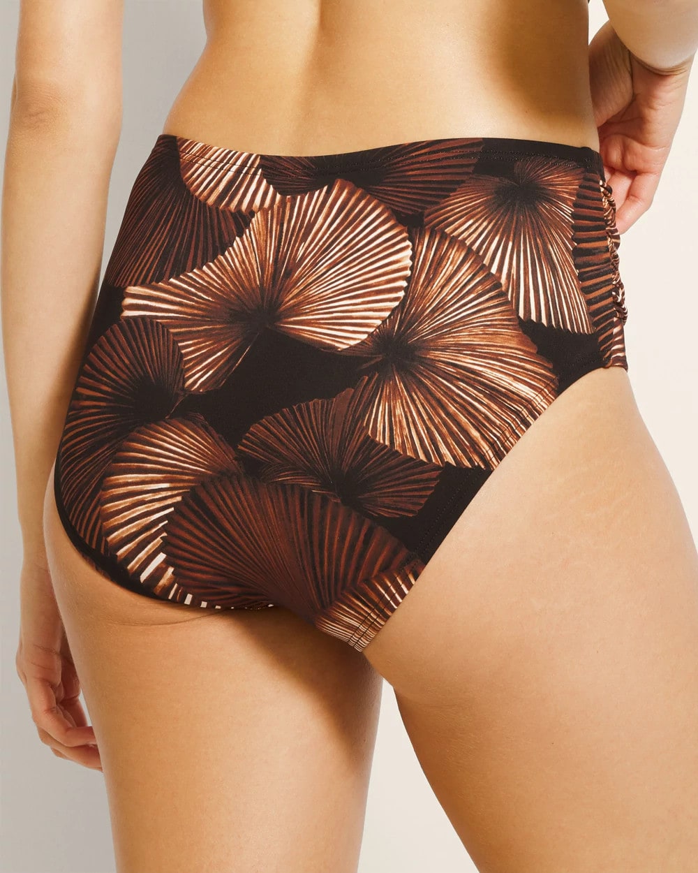 LOVINA BEACH PALM M BLK - Ruched High-Waisted Bikini Bottoms | Soma