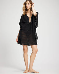 BLACK - Sunkissed Crochet Chiffon Caftan | Soma