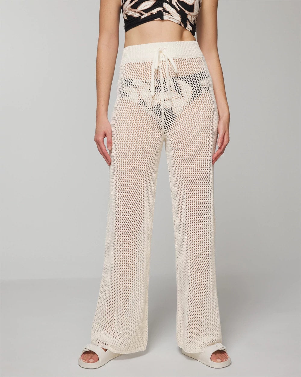 COCONUT - Cotton Crochet-Style Wide-Leg Pants | Soma