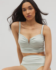 GREEN SEERSUCKER - Seersucker V-Wire Cropped Bikini | Soma