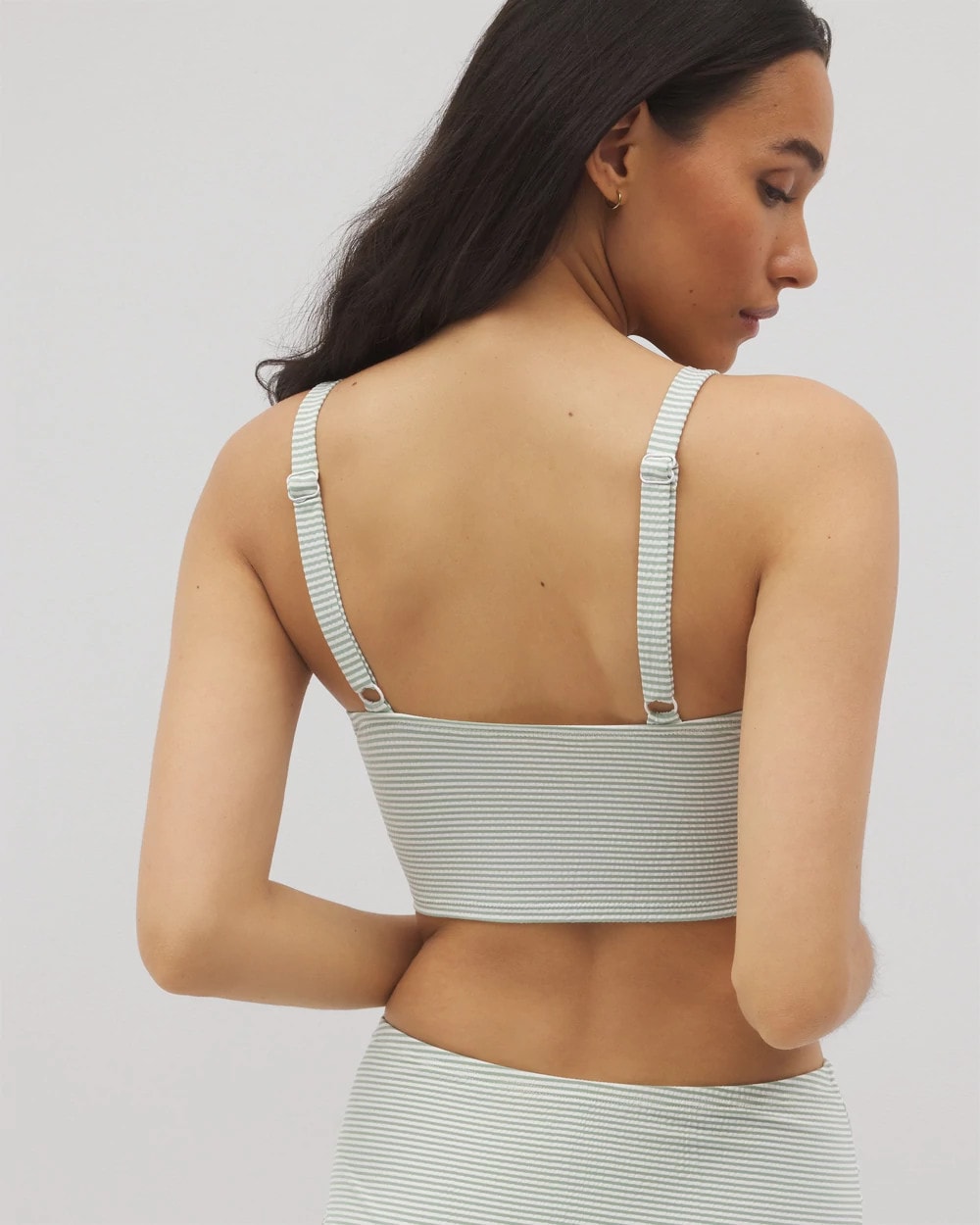 GREEN SEERSUCKER - Seersucker V-Wire Cropped Bikini | Soma