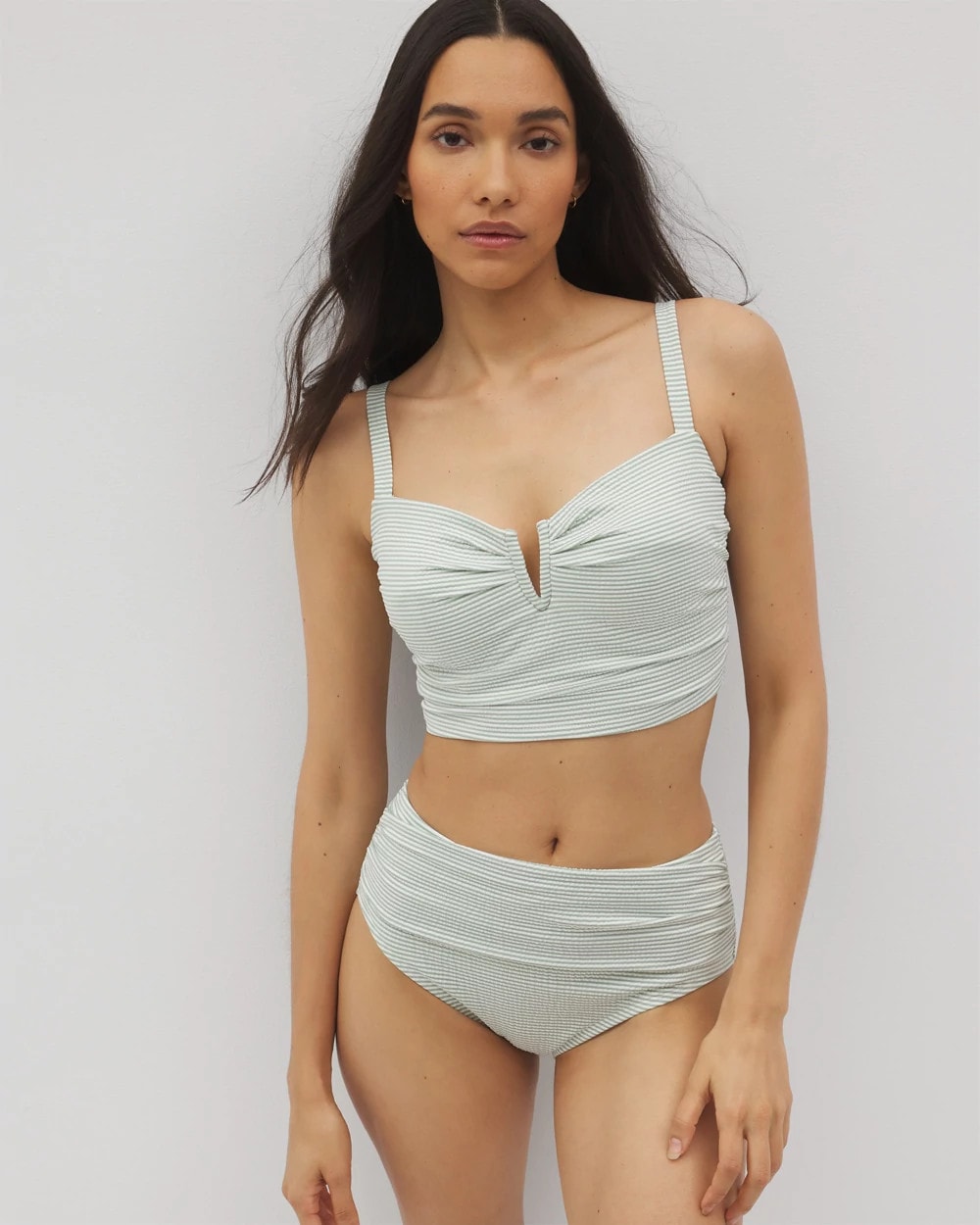 GREEN SEERSUCKER - Seersucker High-Waist Bottoms | Soma
