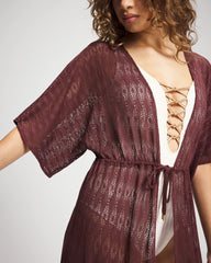 COFFEE - Sunkissed Crochet Open-Front Caftan | Soma