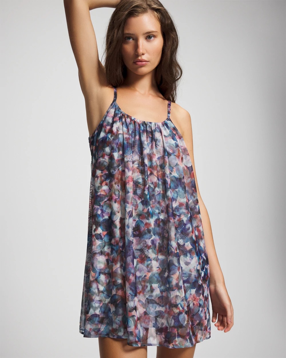 PETAL MOSAIC PETROL - Mesh Ruched Chemise | Soma