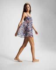 PETAL MOSAIC PETROL - Mesh Ruched Chemise | Soma